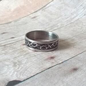 Stainless Steel Tribal Heart Print Ring Sz 11